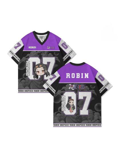 07 Jersey One Piece ROBIN Anime Y2k Korean Style Kpop Baseball Hockey T-shirt Fashion Streetwear Anime Daily Unisex Tops Tees