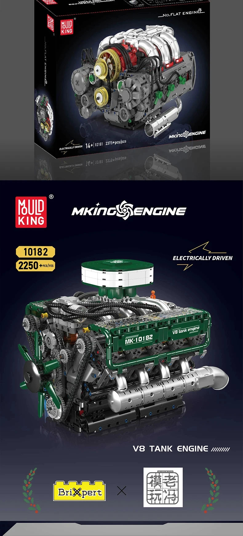 MOC Technik Electrically Driven No.V8 Engine Model Car Building Blocks Set Creative Educational Toy christmas Gifts for Boy Kids