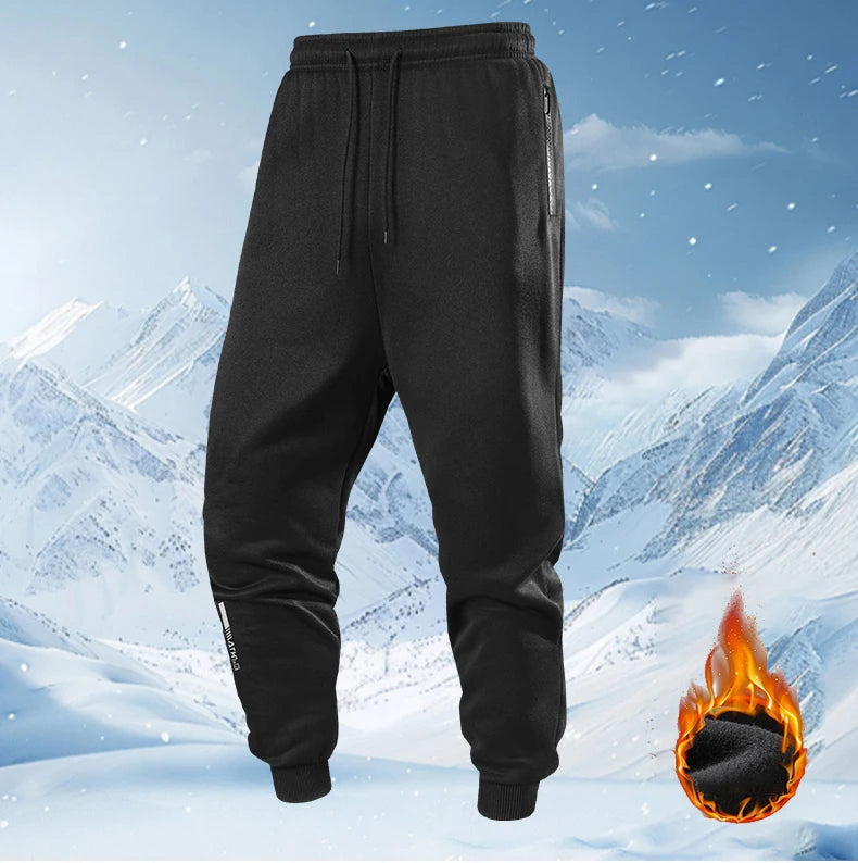 Chrlck Men’s Unisex Winter Fleece Sweatpants Warm Running Jogging Sport Trousers Elastic Waist Thick