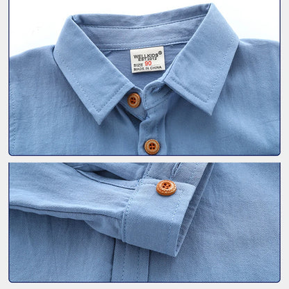 100Cotton Boys Shirts Turn-down Collar Boutique Kids Girls Blouse Long Sleeve for Children's Clothing Toddler 2 to 3 4 5 6 Years