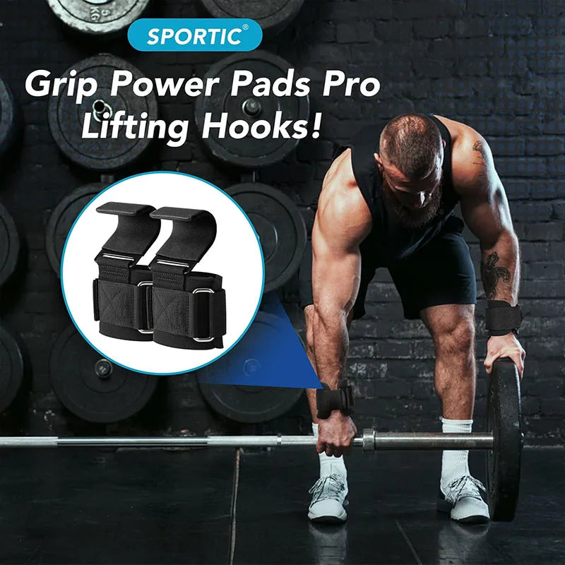 Weight Lifting Hook Grips with Adjustable Wrist Wraps for Gym Fitness Pull-Ups Powerlifting Gloves 1 Pair