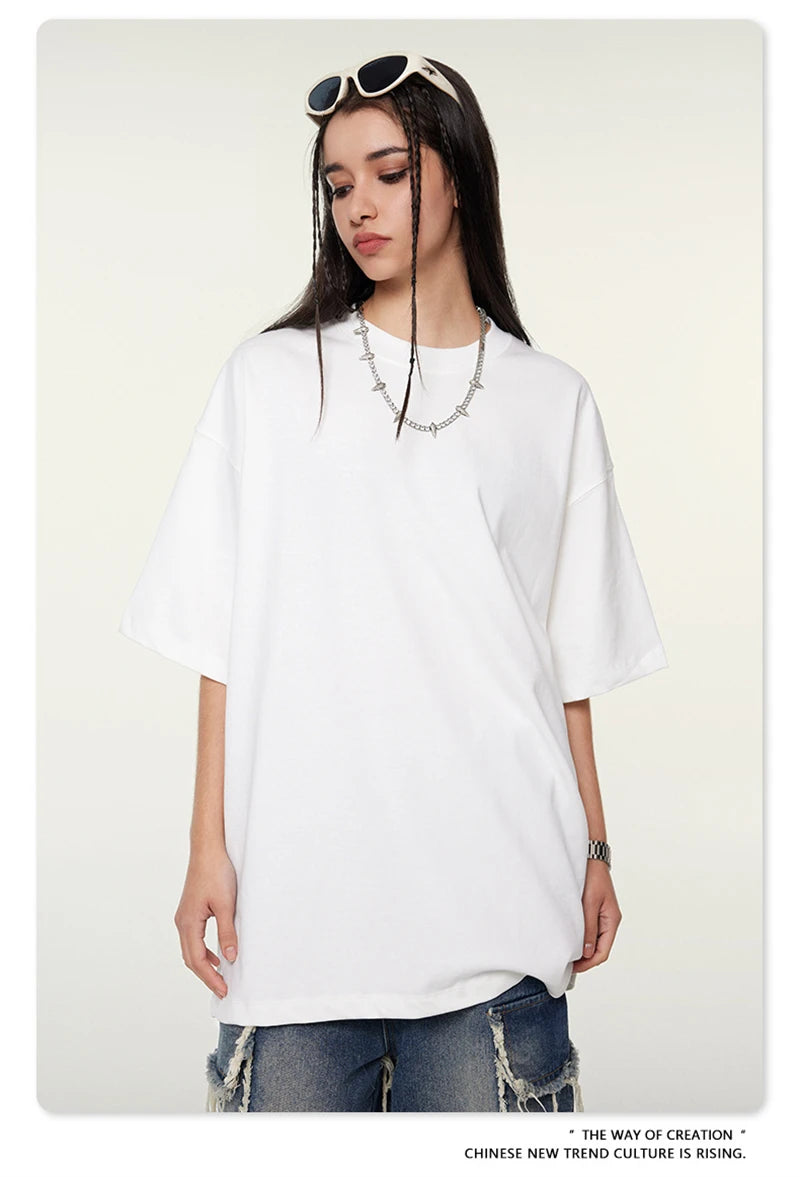 ZODF 2024 Heavy-Weight 345gsm Basic Solid T-Shirts For Men Unisex Women Summer Loose 100% Cotton T Shirt Brand Clothes HY0771