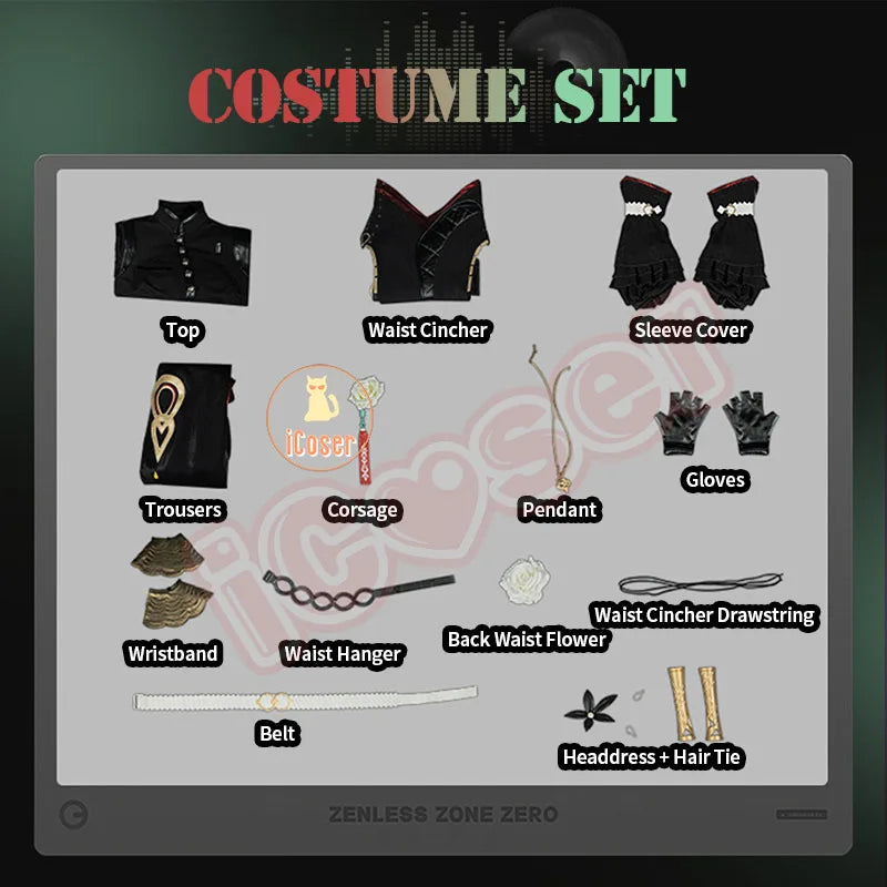 Zenless Zone Zero Isolde Cosplay Costume Wig Uniform Headwear Pendant Halloween Party Women Girls Props Game Role Play Outfit