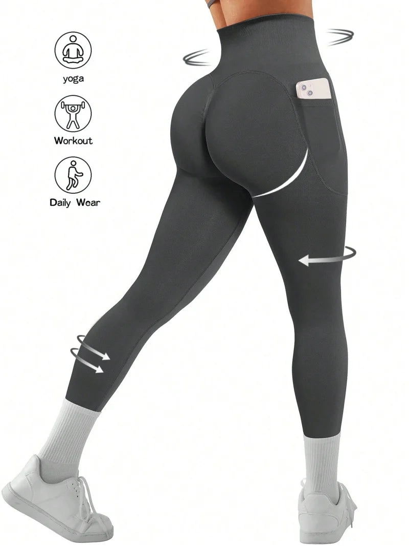 Seamless High Waist Push Up Scrunch Leggings Women Yoga Fitness Gym Tights Ankle-Length