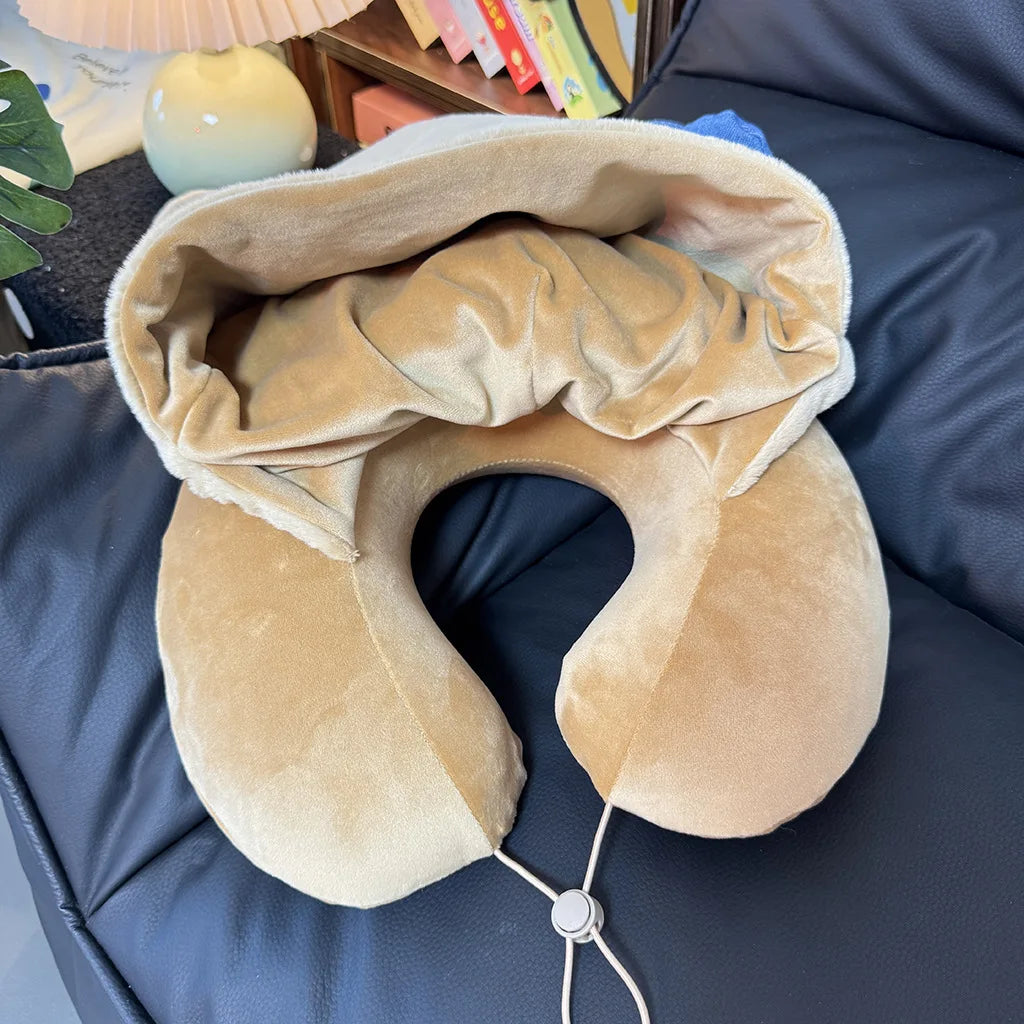 Sanrio Hello Kitty Hooded Neck Pillow Travel Pillow For Airplane Train Car Soft Plush Sleeping Support With Adjustable Hood Gift
