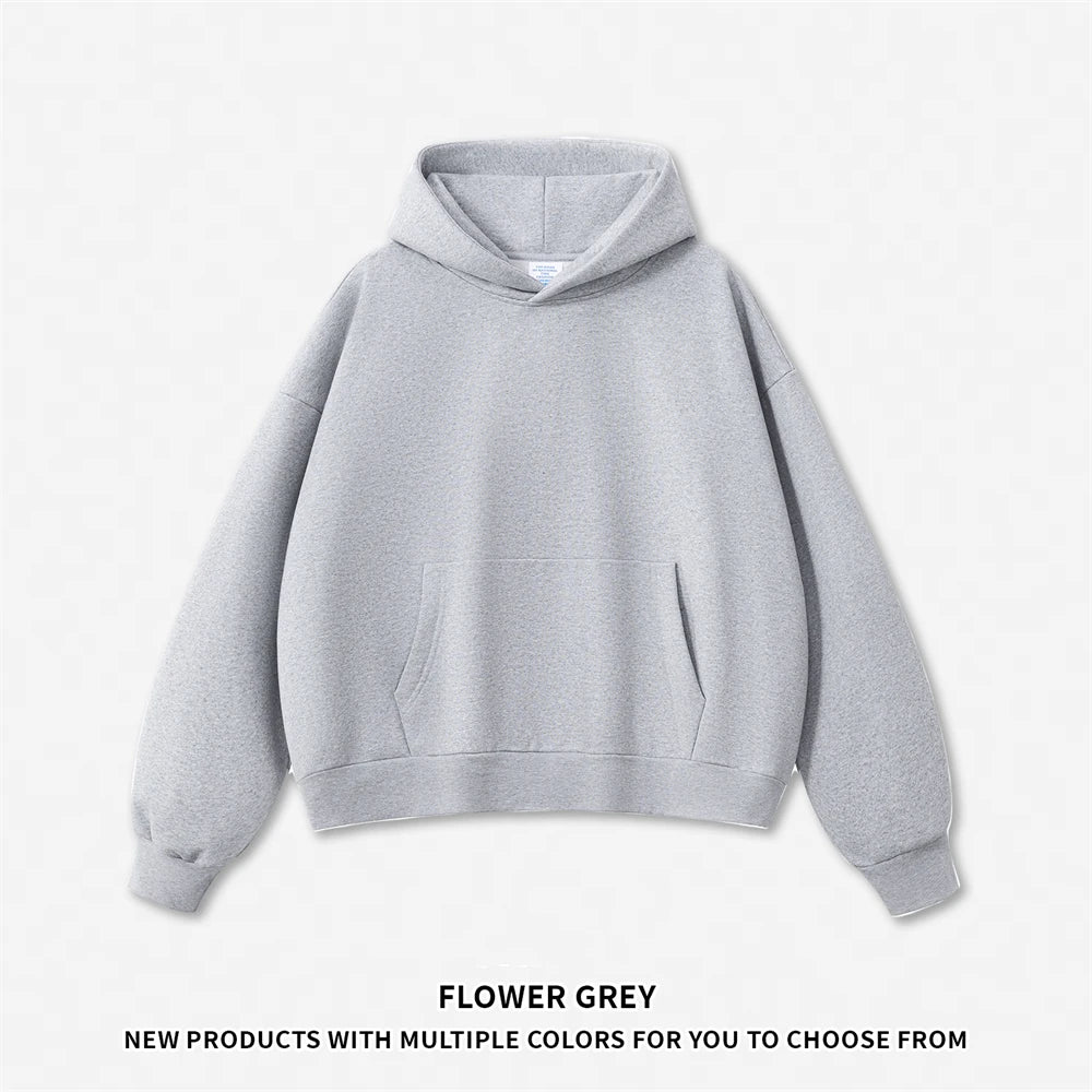 ZODF Fashion Winter Men 500gsm Fleece Hoodies Unisex Loose Fit Heavy Weight Thick Warm Hooded Pullovers Coats Streetwears HY0045