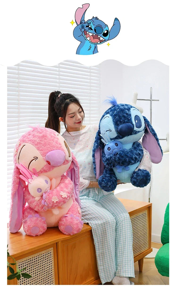 30/85cm Lilo and Stitch Disney Plush Toys Pink Kawaii Scrump Anime Cartoon Plushie Sakura Stich Dolls Soft Stuffed Gift for Kids