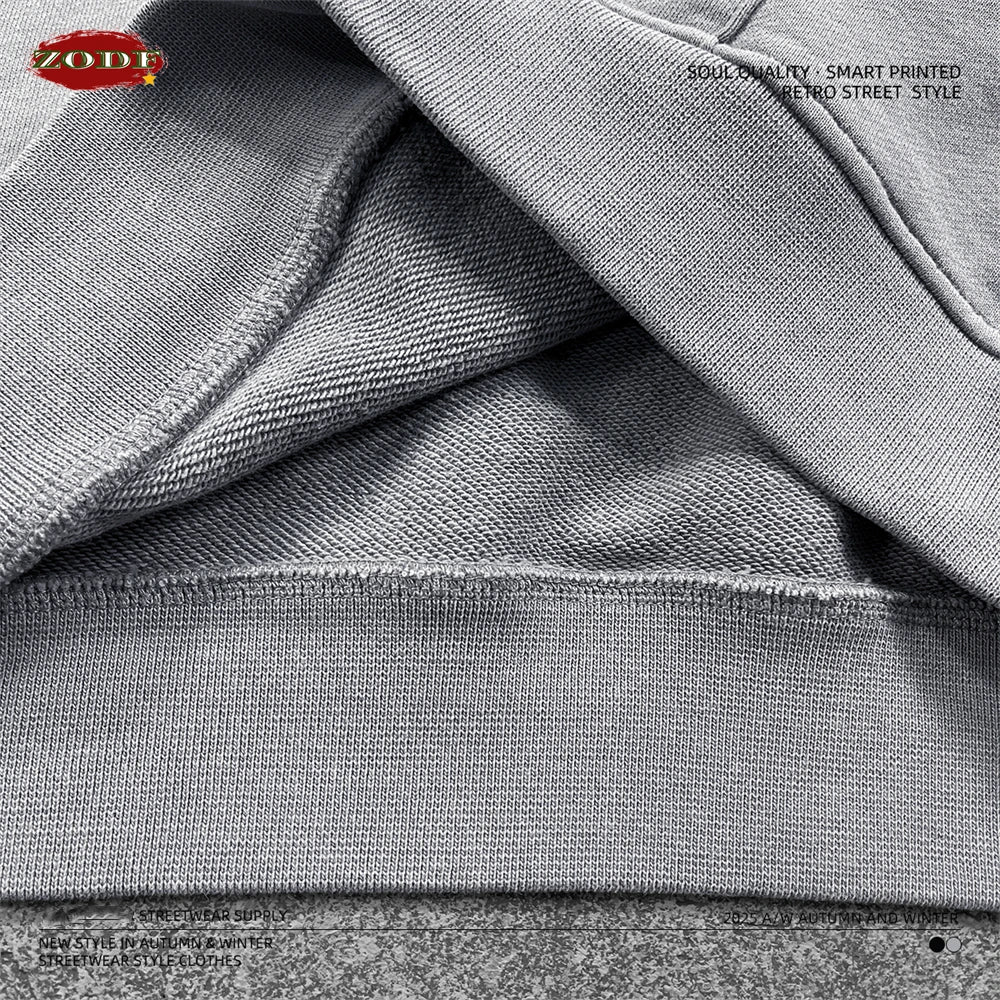 ZODF Summer Autumn Man Washed Sleeveless Hoodies For Men Unisex Loose Edge Distressed 380gsm Cotton Hooded Pullovers HY1097