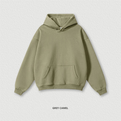 ZODF New 2024 Autumn Winter Men 345gsm Fleece Hoodies Unisex Women Relax Fit Warm Solid Hooded Pullovers Sweatshirts HY0863