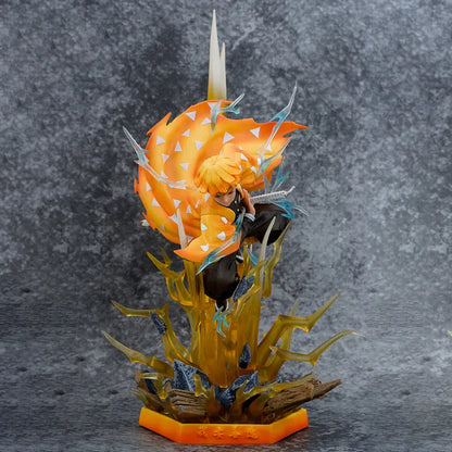 Demon Slayer Figure Agatsuma Zenitsu Double-Headed Luminescable Action Figurine Decoration Model Toys Gift 35cm Anime Statue Pv