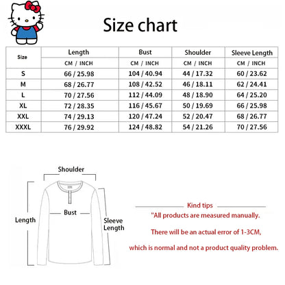 Women's Sweatshirts Plus Size Clothing Sanrio Products Y2k Hello Kitty Autumn/Winter Harajuku Long Sleeve Graphic Sweatshirt