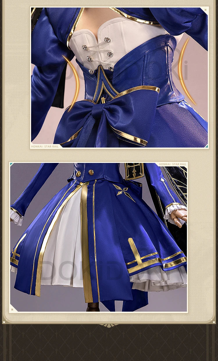 Saber Cosplay Costume Honkai: Star Rail x Fate DokiDoki-SR HSR Women Costume Dress Saber Cosplay Wig