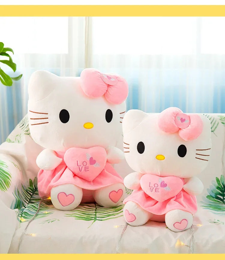 Aoger Cute Hello Kitty Pink Plush Stuffed Toys Cartoon Plushie Doll Soft Stuffed Pillow Toys For Children Birthday Xmas Gifts