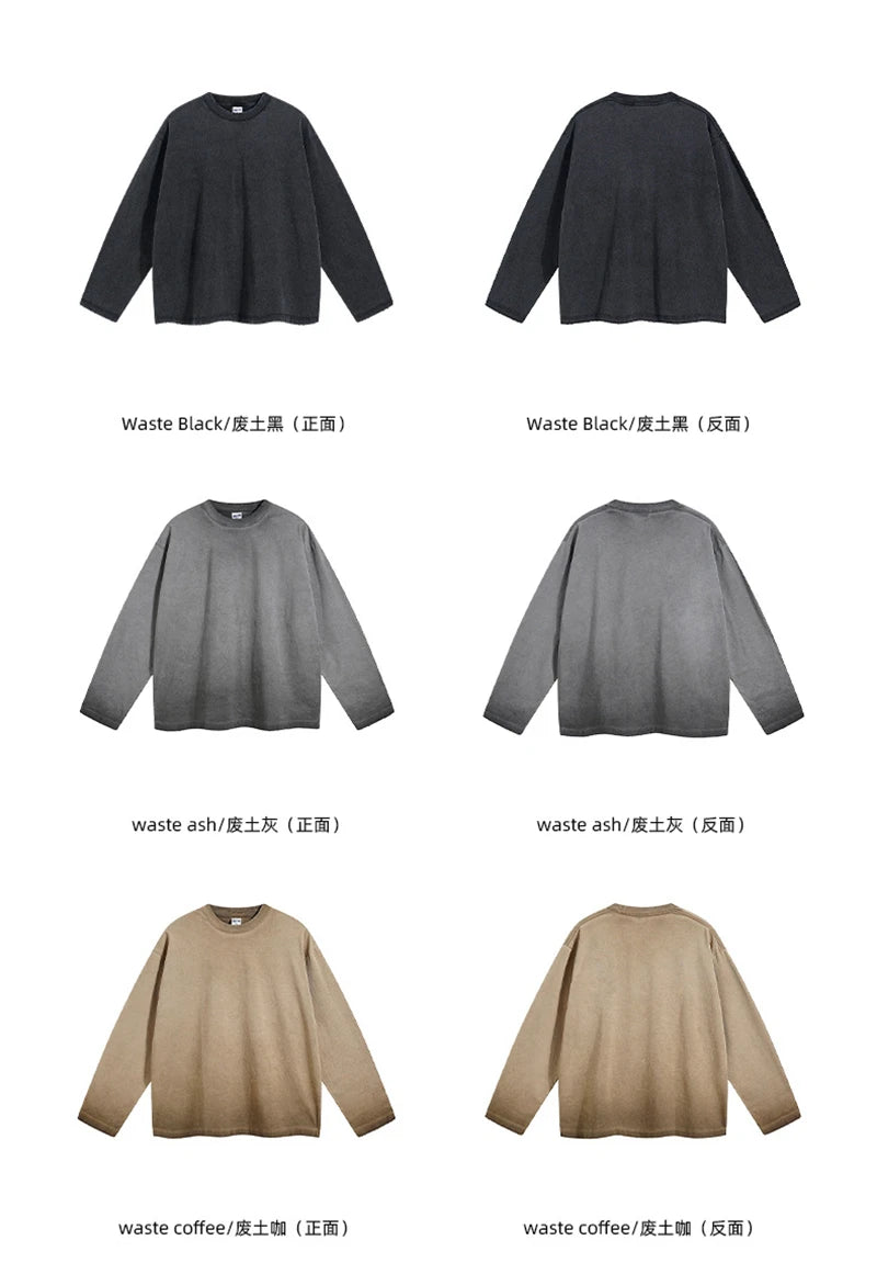 ZODF New 2024 Autumn Washed 100% Cotton T-Shirt For Men Unisex Loose Distressed 275gsm O Neck T Shirts Brand Tops HY0924