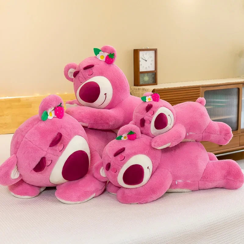 90cm Anime Toy Story Lots-o-Huggin Bear Plush Toy Kawaii Lying Sleeping Lotso Bear Plush Soft Stuffed Doll Pillow Birthday Gift