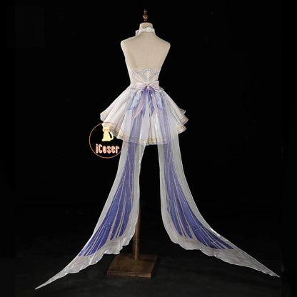 Genshin Impact Columbina Cosplay Costume Wig The Damselette Dress Uniform Eleven Fatui Harbingers Halloween Party for Women Girl