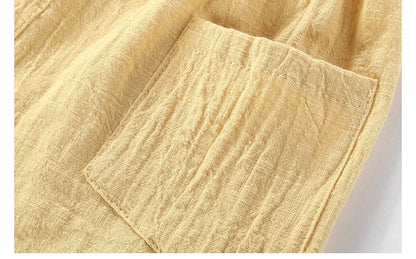 Teenage Boy Shorts 150 160cm Summer Clothing Cotton Linen Shorts Light Blue Black Red Children Shorts for Girls Toddler Clothes