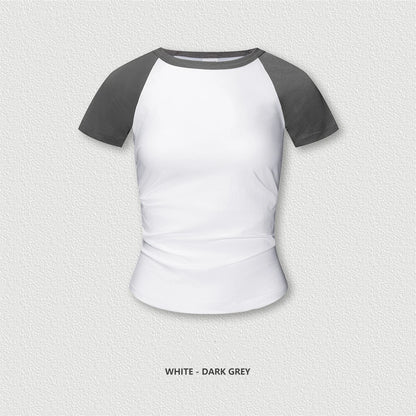 ZODF Hotsweet Summer Women Raglan Sleeve T-Shirts Girls Slim Fit 150gsm Casual Patchwork O Neck T Shirt Brand Tees HY1021