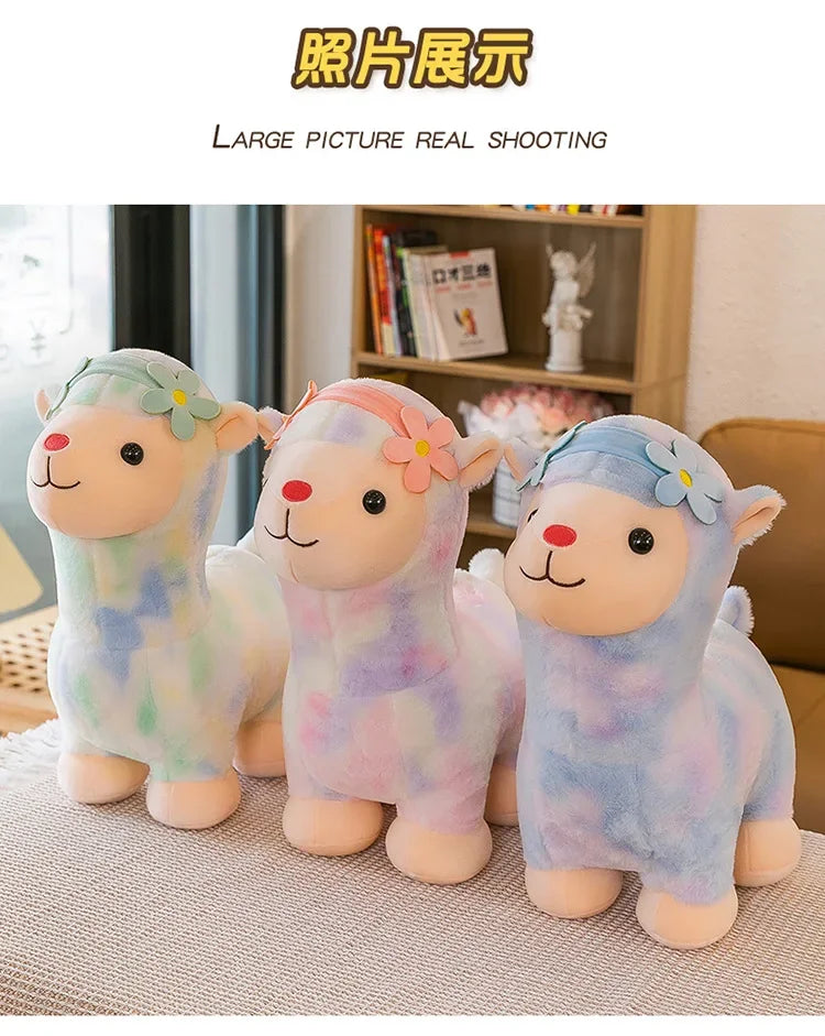 35-45cm Kawaii Fantastic Rainbow Colorful Plush Alpaca Stuffed Animals Doll Decoration Birthday Gifts Soft Pillow Children Gift