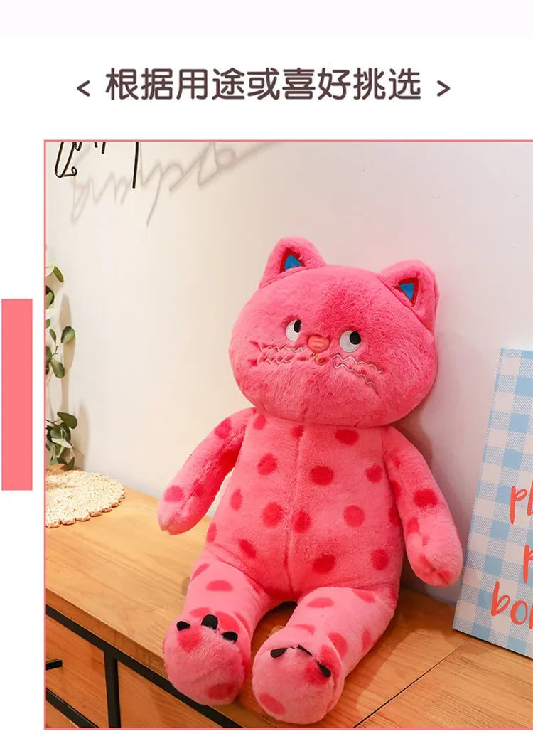 Cute Polka Dot Cat Plushie Doll Internet Famous Plush Toy Cat Doll Pillow Cushion for Girls Sleeping Gift Charming Skin-Friendly