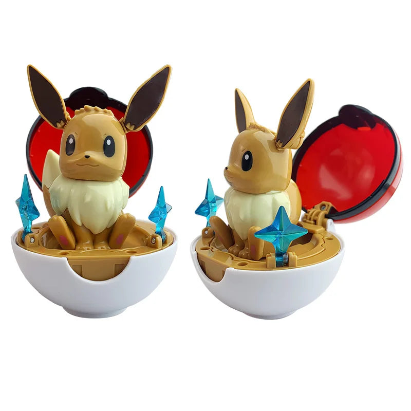 Original Pokemon Figure Pikachu Piplup Cubone Mimikyu Jigglypuff Cute Anime Ornament Pokeball Deforme Figurine Children Toy Gift