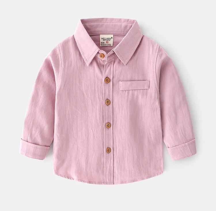 100Cotton Boys Shirts Turn-down Collar Boutique Kids Girls Blouse Long Sleeve for Children's Clothing Toddler 2 to 3 4 5 6 Years