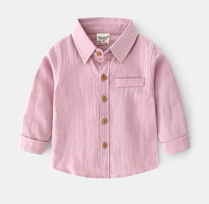 100Cotton Boys Shirts Turn-down Collar Boutique Kids Girls Blouse Long Sleeve for Children's Clothing Toddler 2 to 3 4 5 6 Years