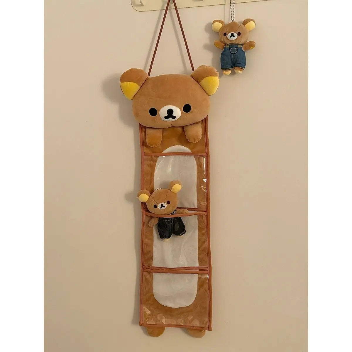 Kawaii Rilakkumas Wall Hanging Storage Bag Cartoon Rilakkumas Bear Door Hanging Bag Large Capacity Sundries Storage Bag Gifts