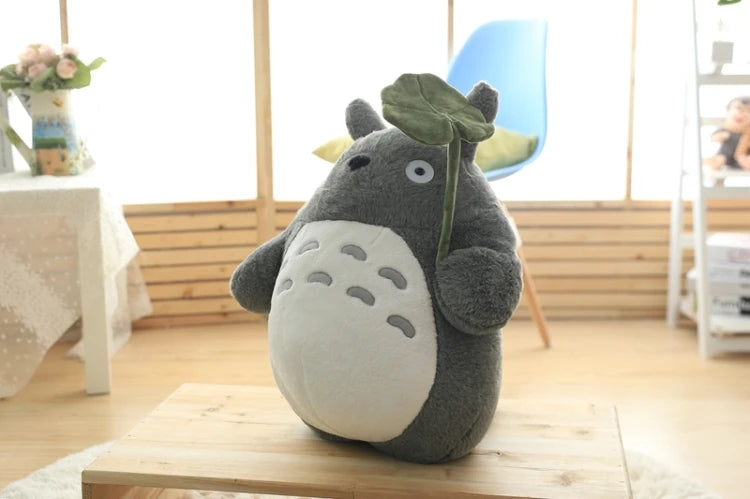 Cartoon Totoro With Lotus Leaf Plush Toy Soft Stuffed Movie Anime Totoro Plushies Throw Pillow Japanese Style Doll Gifts Girl