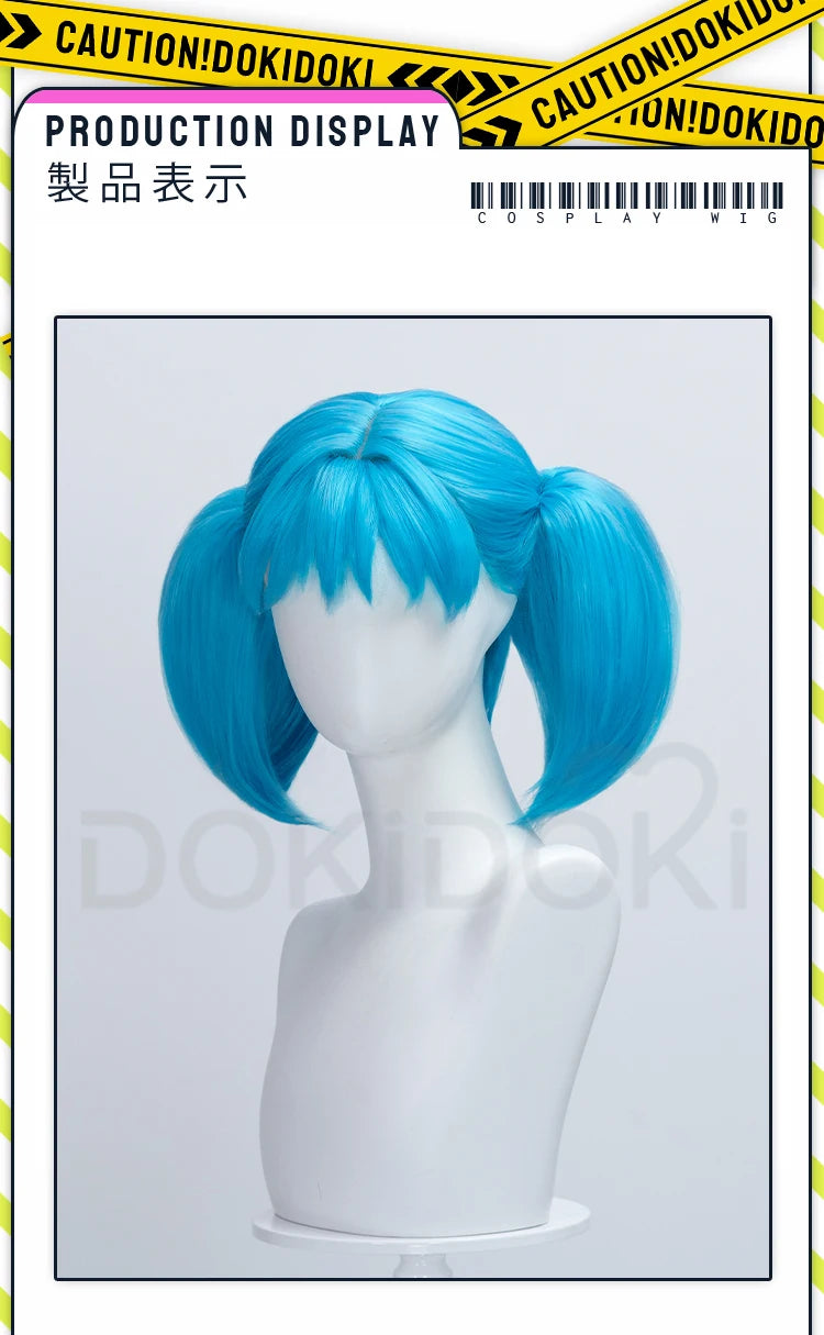 IN STOCK Sallyy Wig Game Cosplay DokiDoki Women Blue 33cm 45cm Short Dual Ponytail Hair Sally Cosplay Halloween Free Wig Cap