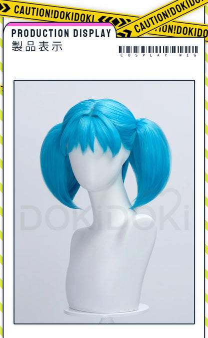 IN STOCK Sallyy Wig Game Cosplay DokiDoki Women Blue 33cm 45cm Short Dual Ponytail Hair Sally Cosplay Halloween Free Wig Cap