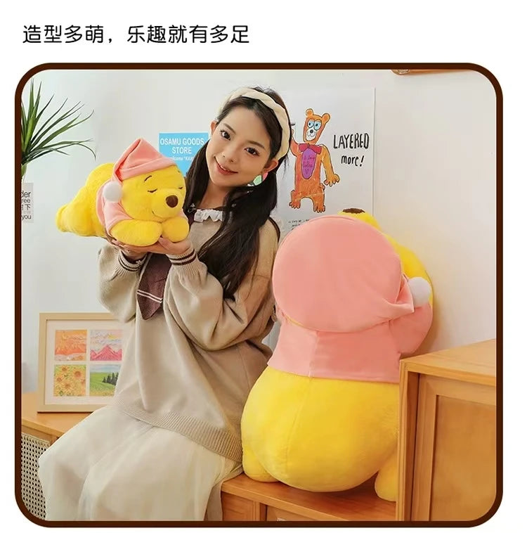 35CM-80CM New Disney Winnie The Pooh Plush Toy Cute Cartoon Bear Stuffed Doll Soft Anime Pillow Kawaii Souvenir Birthday Gift