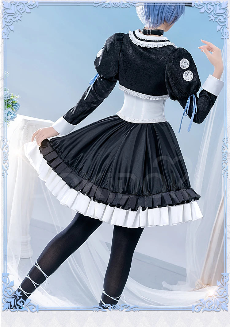 IN STOCK Asukaa Reii Cosplay Costume Anime DokiDoki-R Wome Black White Gothic Dress Asukaa Cosplay Halloween Costume
