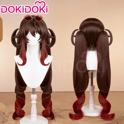 IN STOCK Yumemizuki Mizuki Hutao Wig Game Genshin Impact DokiDoki 95cm Long Wig Hu Tao Lantern Rite Free Cap Yumemizuki Ears Fan