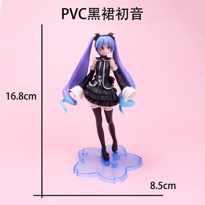 17CM Anime Hatsune Miku Project DIVA Arcade Future Tone Hatsune Miku Black Dress Lolita Model Toy Gift Collection Aciton Figure