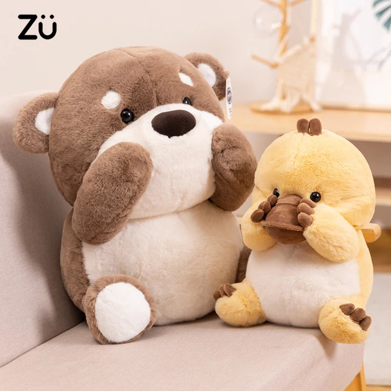 ZU Kawaii Stuffed Animal Plush Platypus Otter Soft Toy Cartoon Shy Plushies Animals Cute Gift For Girl Boy