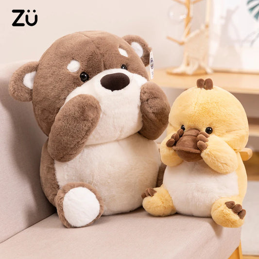 ZU Kawaii Stuffed Animal Plush Platypus Otter Soft Toy Cartoon Shy Plushies Animals Cute Gift For Girl Boy
