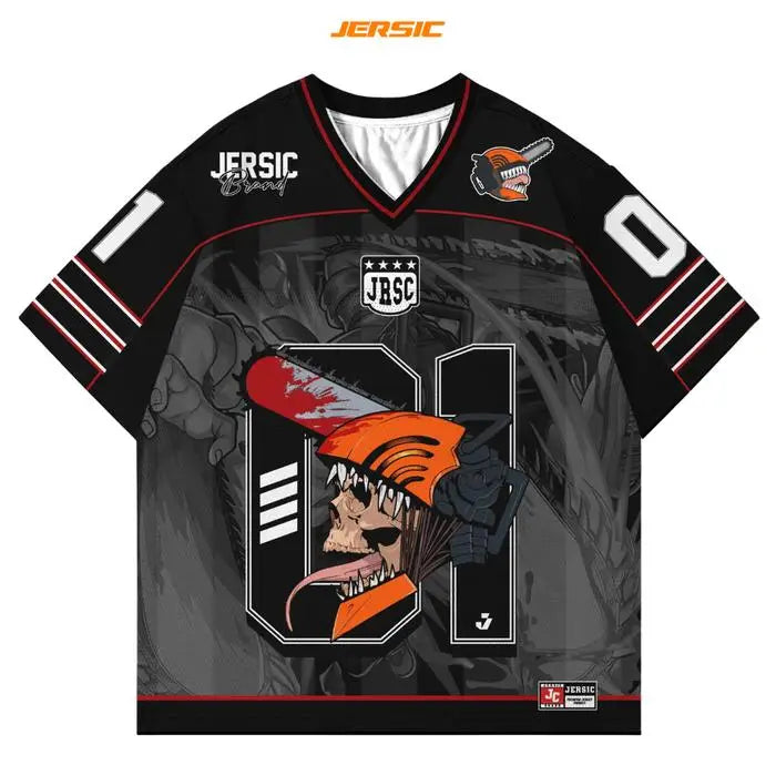 01 Jersey Chainsaw Man Anime Series Jersey Korean Style Kpop Baseball Hockey Oversize T-shirt Anime Daily Unisex Tops Tee