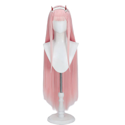 IN STOCK Zeroo Twoo Wig Anime DokiDoki Women Cute Pink Long Wig Zeroo Twoo Cosplay Wig Headdress