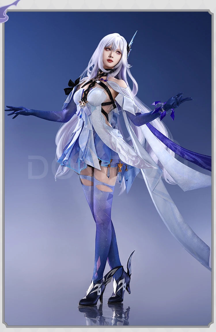 Skirk Cosplay Costume Game Genshin Impact【S-2XL】DokiDoki-SR Skirk Wig Women Halloween Costume Plus Size