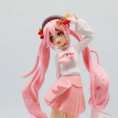 20CM Anime Hatsune Miku Figure Dress up of cherry blossom viewing Model Toy Gift Action Figure Cake Decoration Car Ornament