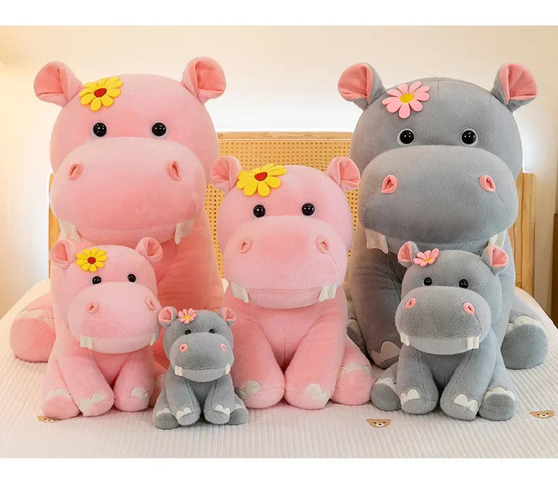New 55cm Large Size Hippo Plush Toy Fluffty Kawaii Plushie Doll Simulation Hippo Doll Anime Cute Stuffed Animals Soft Plush Gift
