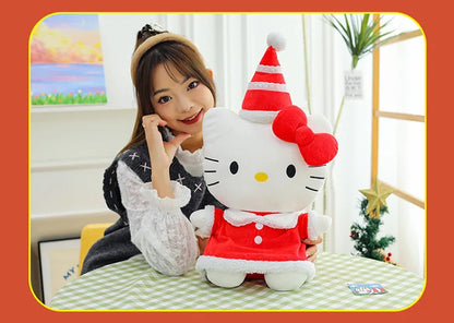 New Sanrio Hallo Kitty Plush Toy Doll Pillow Christmas Kt Cat Plush Toy Cute Hat Kitty Doll Katie Cat Pillow Girl Holiday Gifts