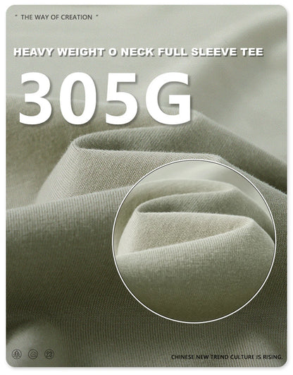 ZODF NEW Autumn Men's Solid Full Sleeve T Shirts Unisex Loose Oversized Casual 305GSM Cotton Basic T-Shirt Brand TEE HY0209