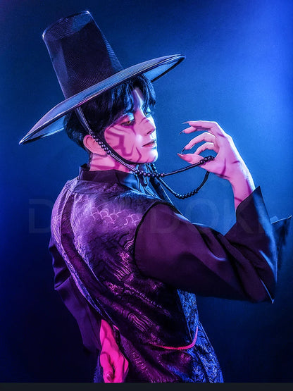 【Last Batch】IN STOCK Jinuu Cosplay Costume 【S-3XL】DokiDoki-R Jinuu Babyy Mysteryy Romancee Men Black Robes Hat Plus Size