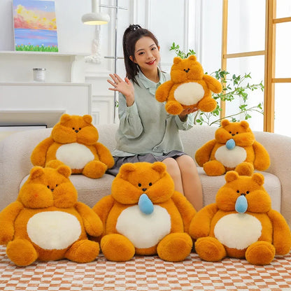 35-45cm Cute Muscle Bear Snot Bear Doll Sitting Posture Pull String Animals Stuffed Toy Soft 24CM Plush Bear Doll Kids Kawaii