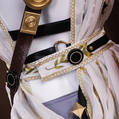 Wuthering Waves Augusta Cosplay Costume Wig Dress Uniform Headwear Earrings Christmas Halloween Party for Women Girls Role Play