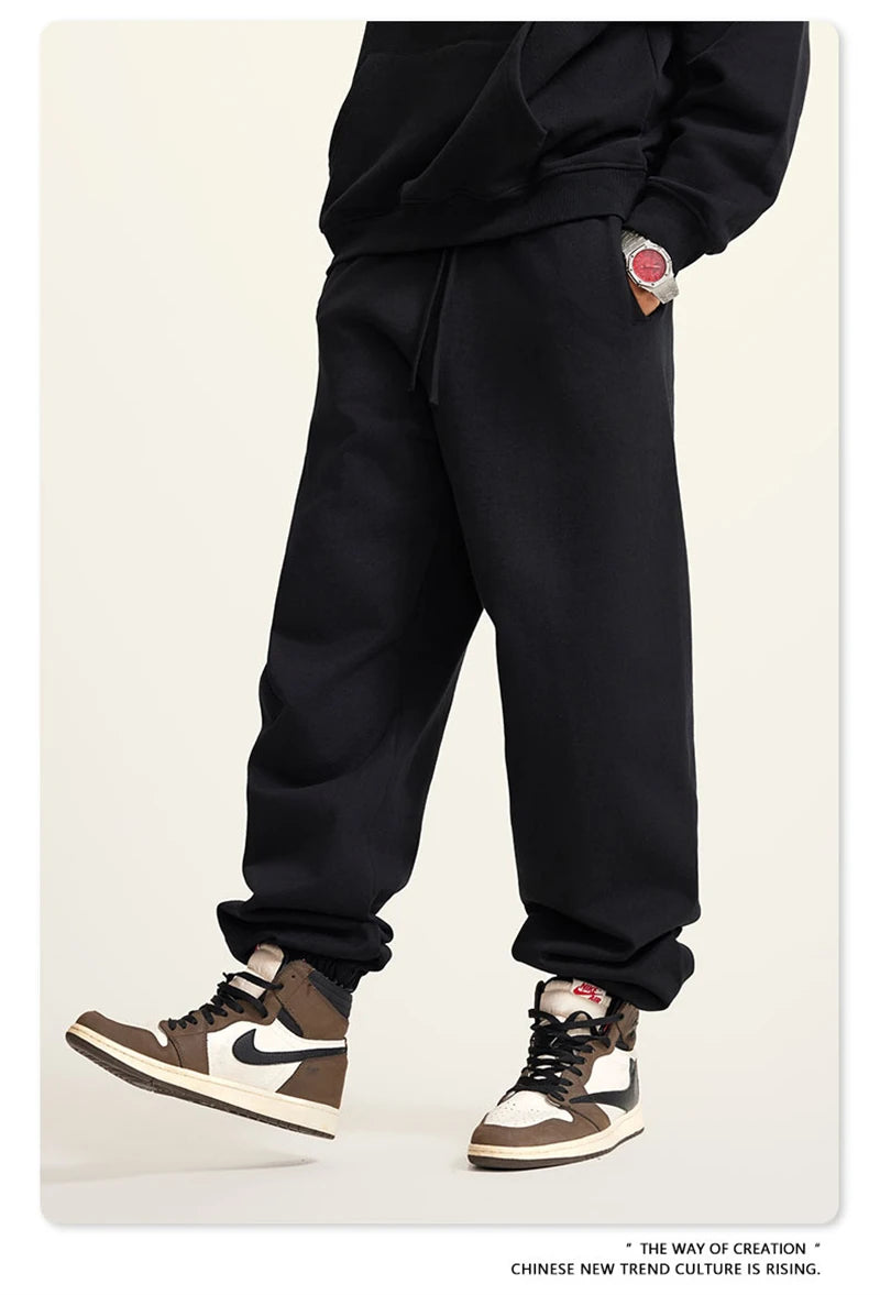 ZODF New Men Heavy Weight 440gsm Solid Sweatpants Unisex Loose Basic Casual Comfortable Sport Pants Joggers Streetwears HY0628