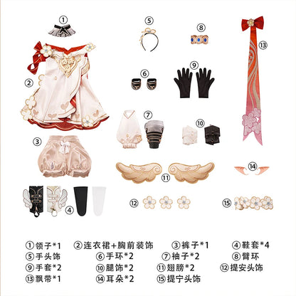 Honkai Star Rail Tribbie Cosplay Costume Wig Dress Uniform Headwear Wings Game Props Halloween Party for Women Girls Carnival