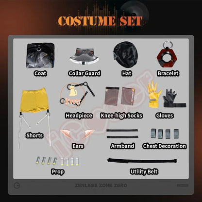Zenless Zone Zero Orphie Cosplay Costume Wig Uniform Hat Headwear Ear Obol Squad Halloween Party for Women Girls Carnival iCoser